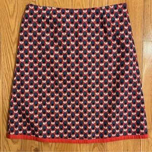 BODEN A-line Cotton Patterned Skirt 14R Olive Berry Floral Print Above Knee